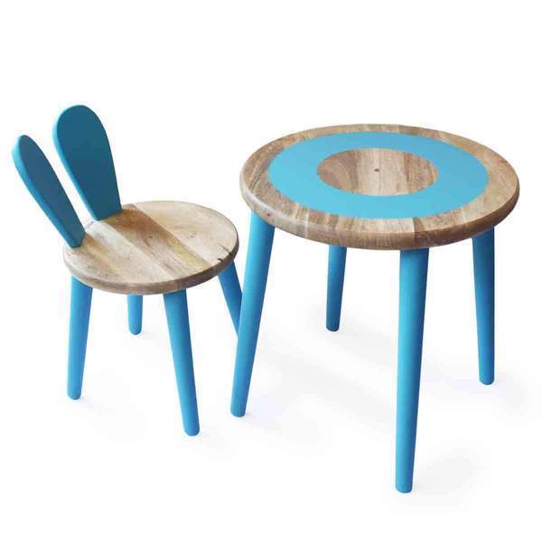 Wooden Bunny Multipurpose Kids' Table and Chair Set - 100% Safe, Natural & Eco-Friendly