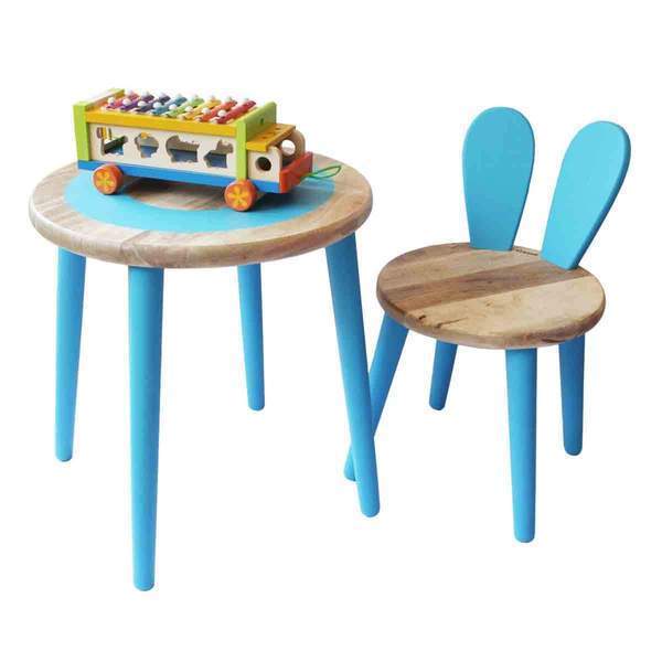 Wooden Bunny Multipurpose Kids' Table and Chair Set - 100% Safe, Natural & Eco-Friendly