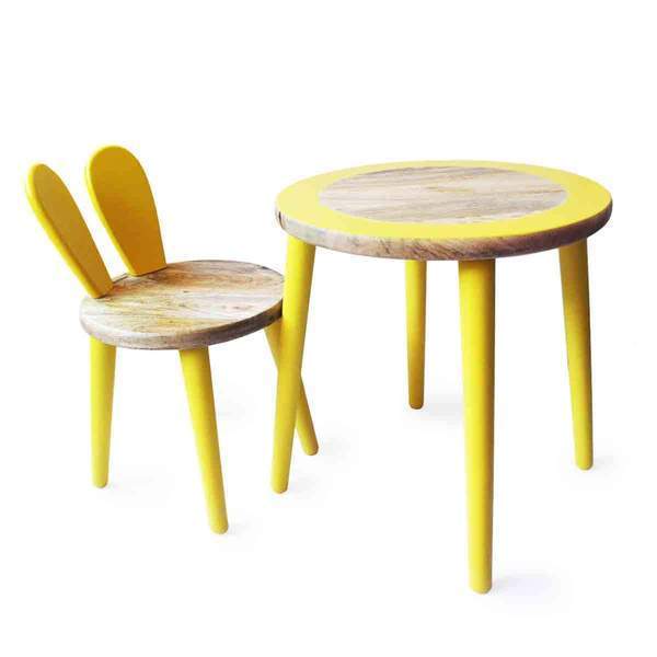 Wooden Bunny Multipurpose Kids' Table and Chair Set - 100% Safe, Natural & Eco-Friendly