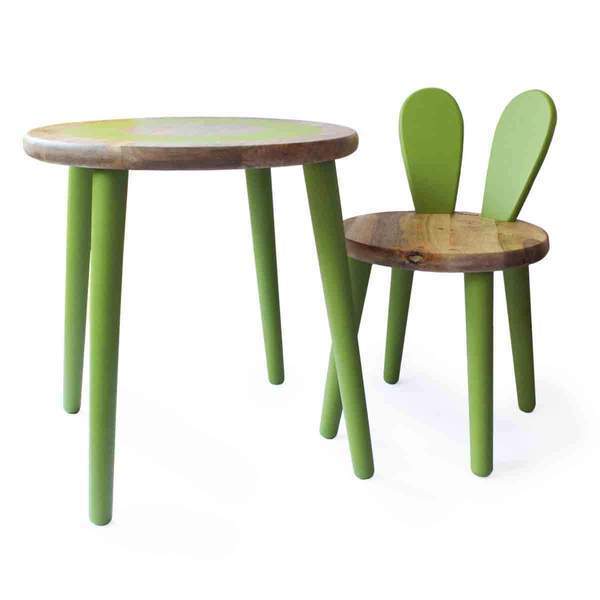 Wooden Bunny Multipurpose Kids' Table and Chair Set - 100% Safe, Natural & Eco-Friendly