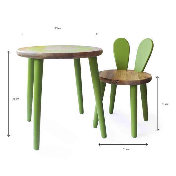 Wooden Bunny Multipurpose Kids' Table and Chair Set - 100% Safe, Natural & Eco-Friendly