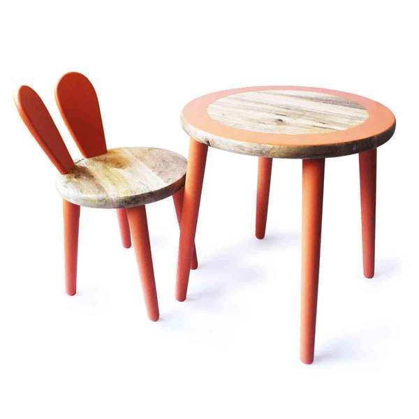 Wooden Bunny Multipurpose Kids' Table and Chair Set - 100% Safe, Natural & Eco-Friendly