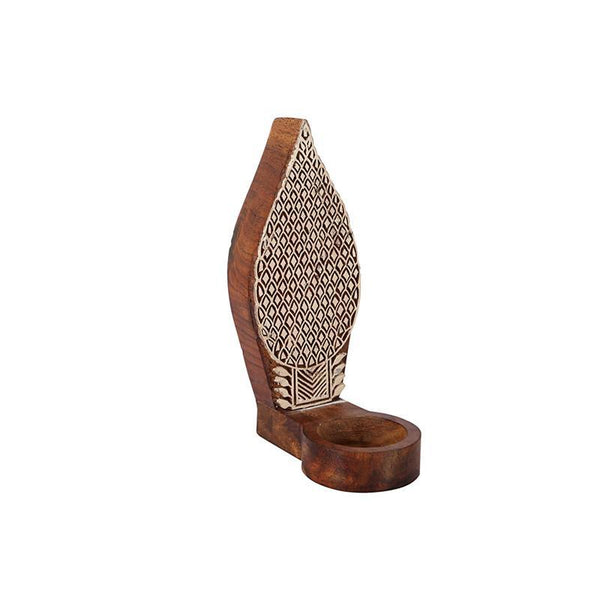 Hand-Carved Wooden Tealight Holder (Medium) created by Traditional Artisans