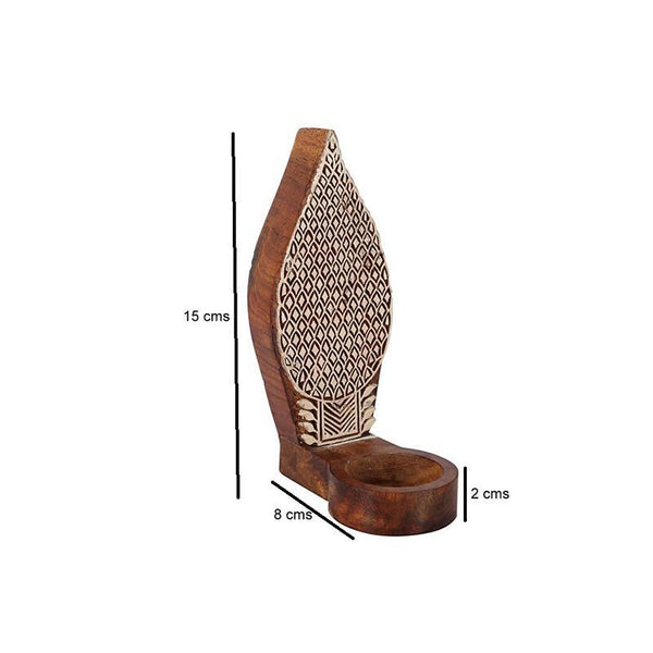 Hand-Carved Wooden Tealight Holder (Medium) created by Traditional Artisans