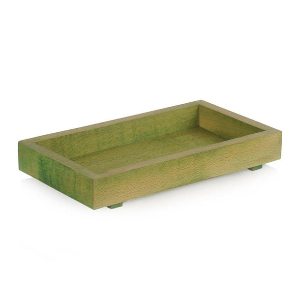 Rectangular Wooden Parrot Jar Set With Tray & Spoon - Green