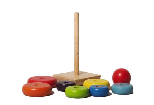 Wooden Rainbow Stacking Rings Game - 100% Safe, Natural & Eco-Friendly
