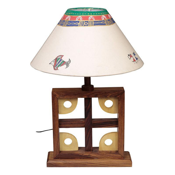 Hand-Carved Wooden Hand-Painted Table Lamp created by Traditional Artisans