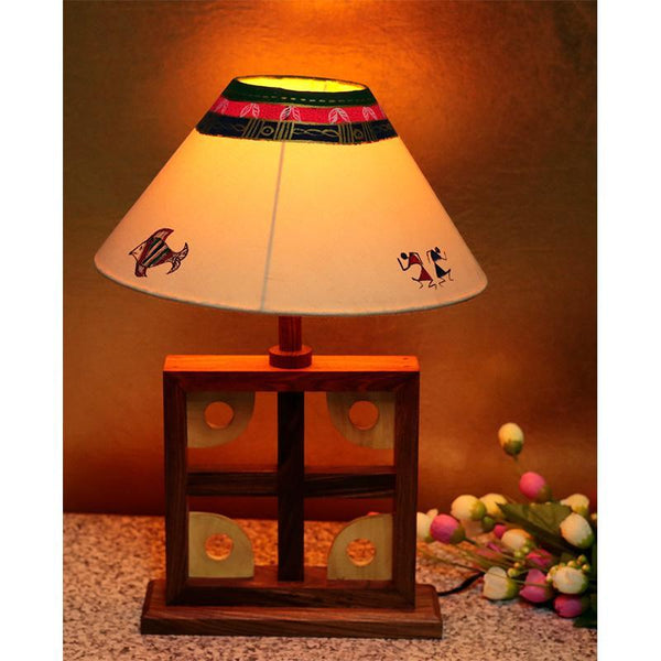 Hand-Carved Wooden Hand-Painted Table Lamp created by Traditional Artisans