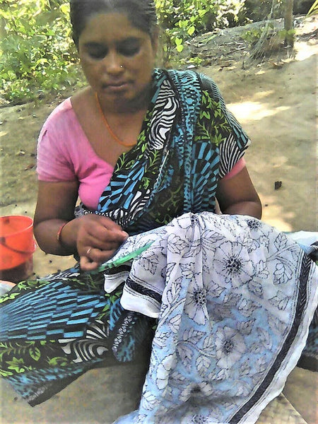 Lavender Silk Cotton Kantha Work Stole
