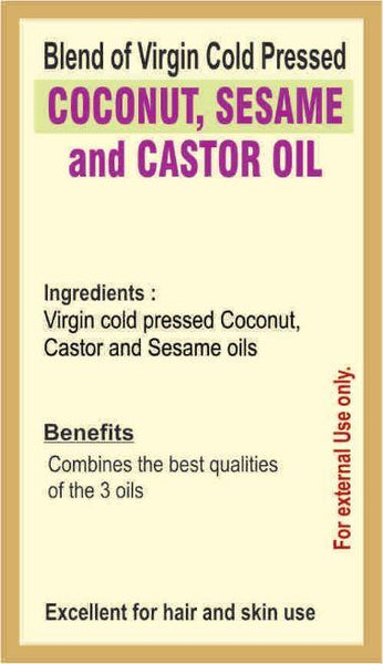 Blend Of Virgin Cold Pressed Coconut, Castor And Sesame Oils, 200ml