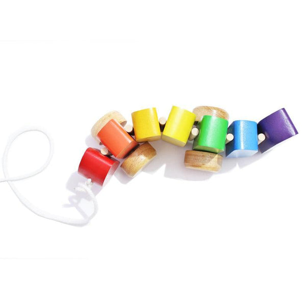 Wooden Rainbow Fish Push and Pull Toy - 100% Safe, Natural & Eco-friendly