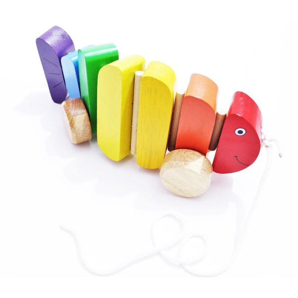 Wooden Rainbow Fish Push and Pull Toy - 100% Safe, Natural & Eco-friendly