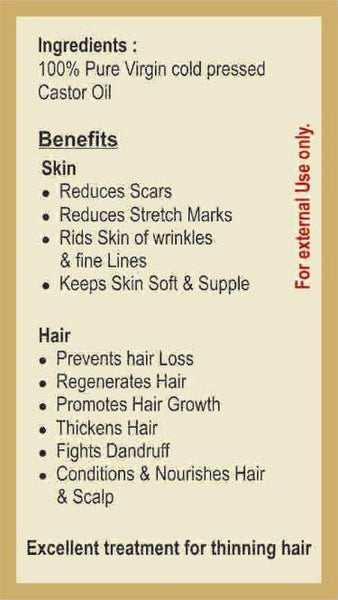 Virgin Cold Pressed Castor Oil, 200ml
