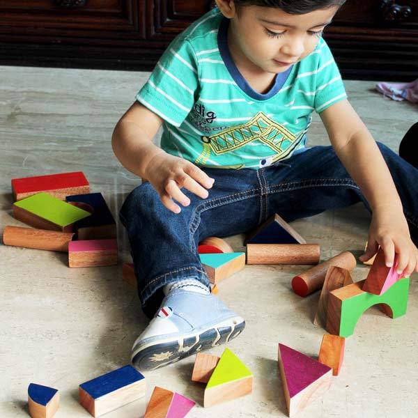 Wooden Chalk-O-Block Toys Set - 100% Safe, Natural & Eco-friendly
