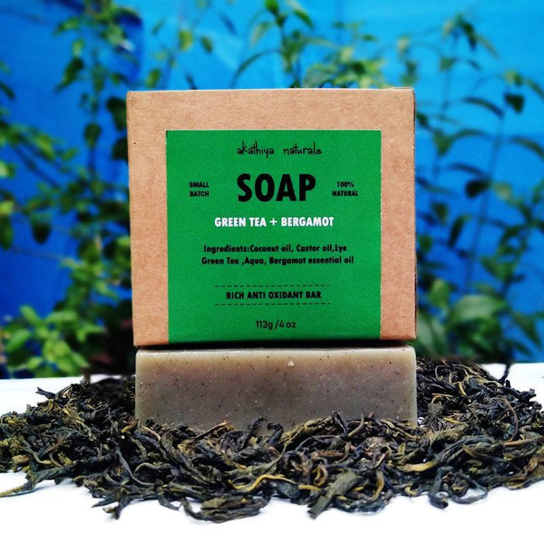 Handmade, Cold-Processed Green Tea and Bergamot Soap - Pack of 2, 113g each
