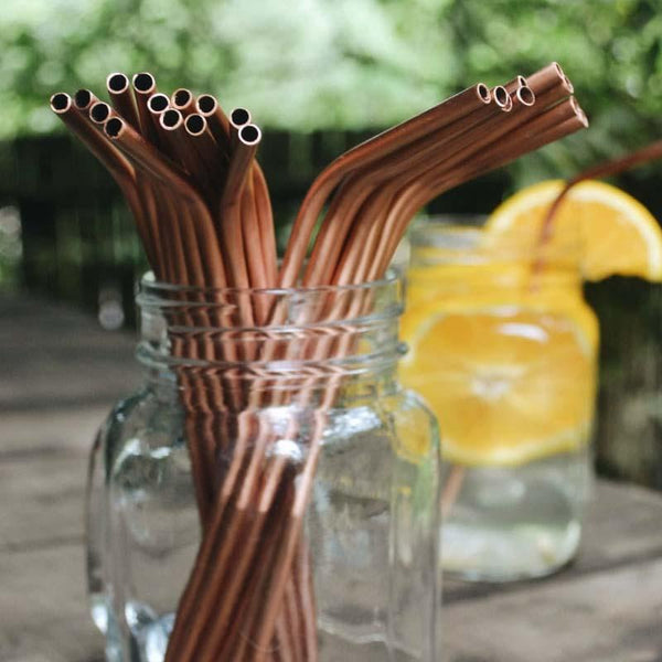 Reusable Copper Straw Angled
