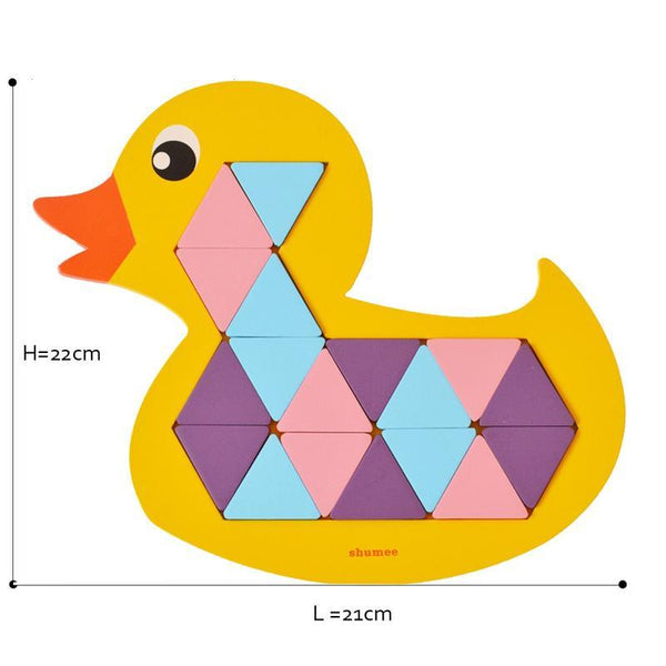 Wooden Quack-a-Duck 36-Piece Mosaic Puzzle - 100% Safe, Natural & Eco-friendly