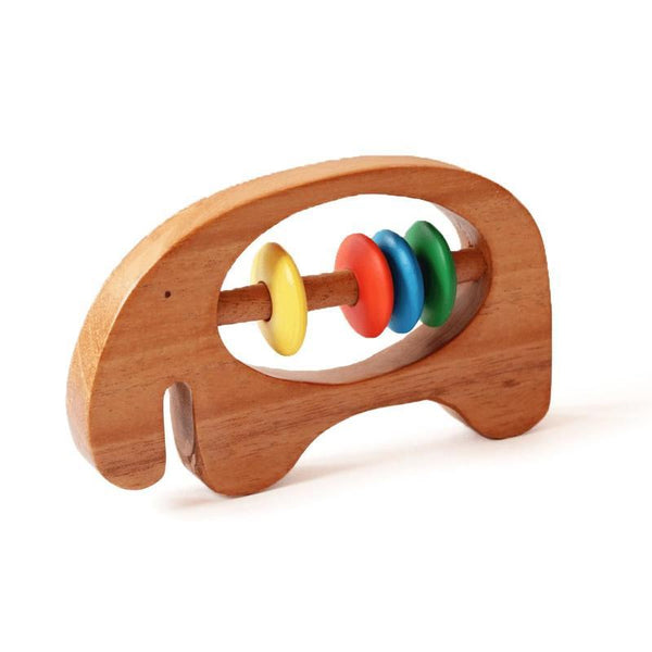 Wooden Elephant Rattle and Teether for Infants