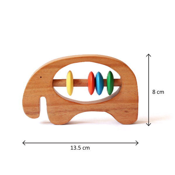 Wooden Elephant Rattle and Teether for Infants