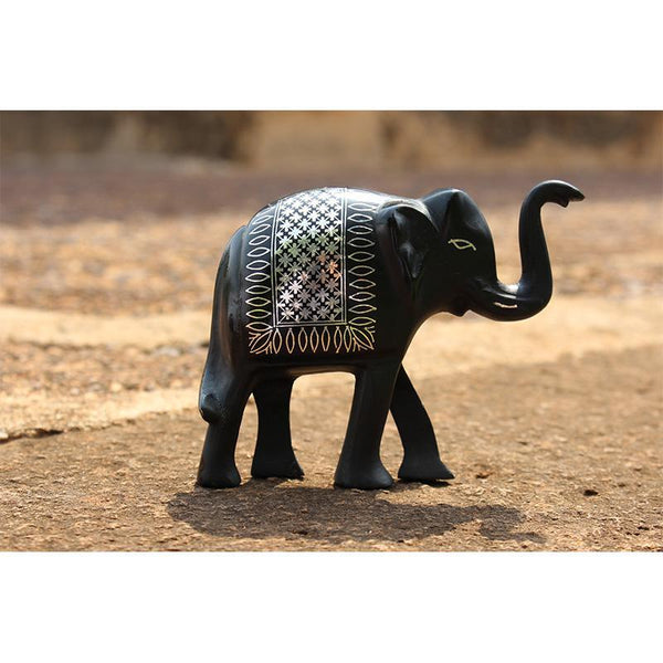 Bidri Fulzadi Designed Elephant Curio (Medium)