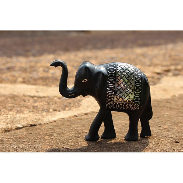 Bidri Fulzadi Designed Elephant Curio (Medium)