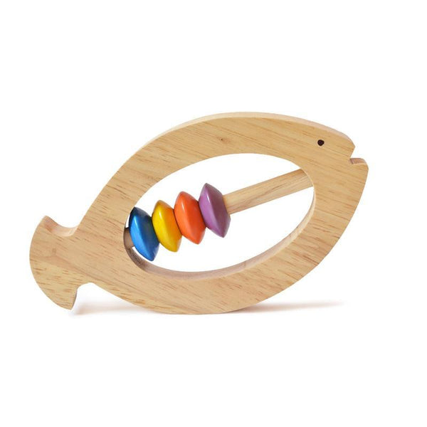 Wooden Fish Rattle and Teether for Infants