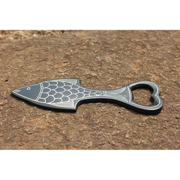 Handcrafted Bidri Bottle/Can Opener (Fish Shaped)