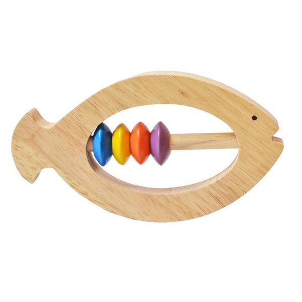 Wooden Fish Rattle and Teether for Infants