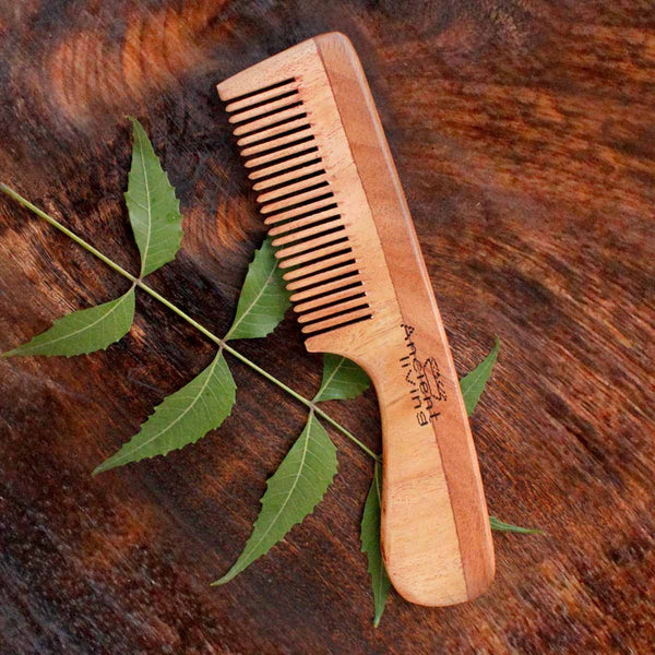 Ancient Living Neem Wood Comb With  Handle