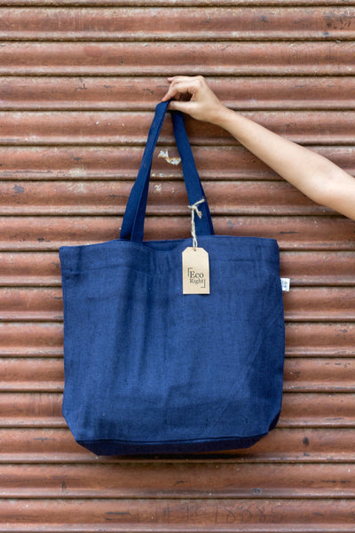 Reusable Juton Large Zipper Tote Bag -Blue