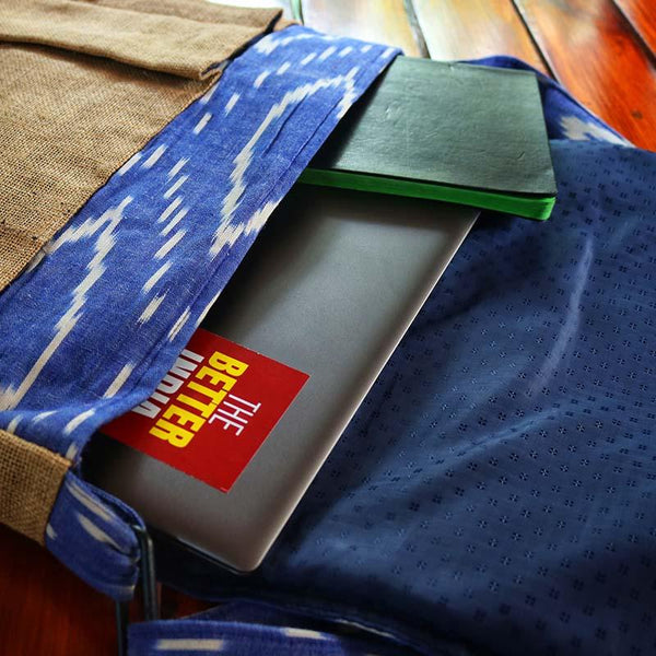Upcycled Jute and Ikat Laptop Bag Made by Women Artisans