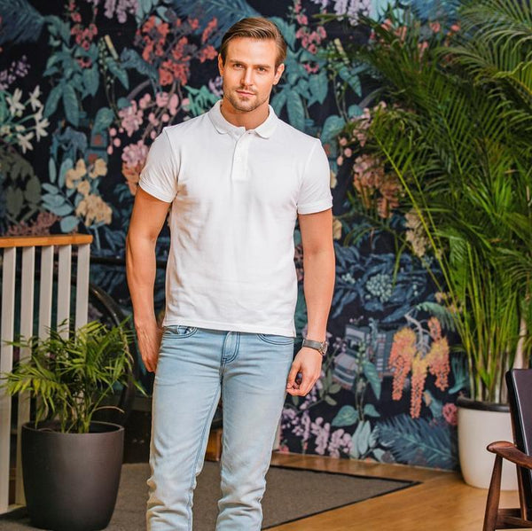 100% Organic Cotton Polo Neck T-shirt (Kalon White)