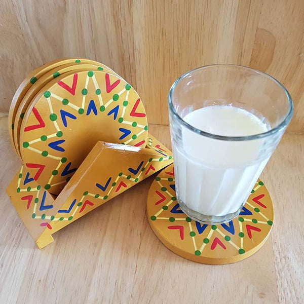 Coaster Set in Banarasi Woodwork (Set of 4)