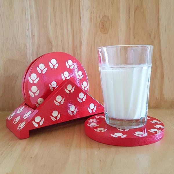 Coaster Set in Banarasi Woodwork (Set of 4)