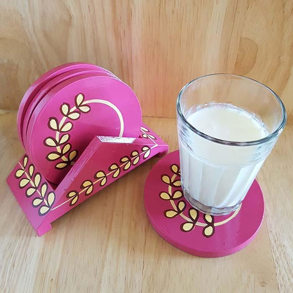 Coaster Set in Banarasi Woodwork (Set of 4)