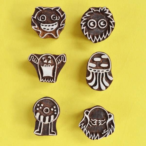 Monster Fun Wooden Stamps Set (Set of 6 stamps)