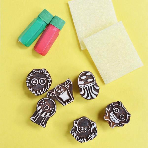 Monster Fun Wooden Stamps Set (Set of 6 stamps)