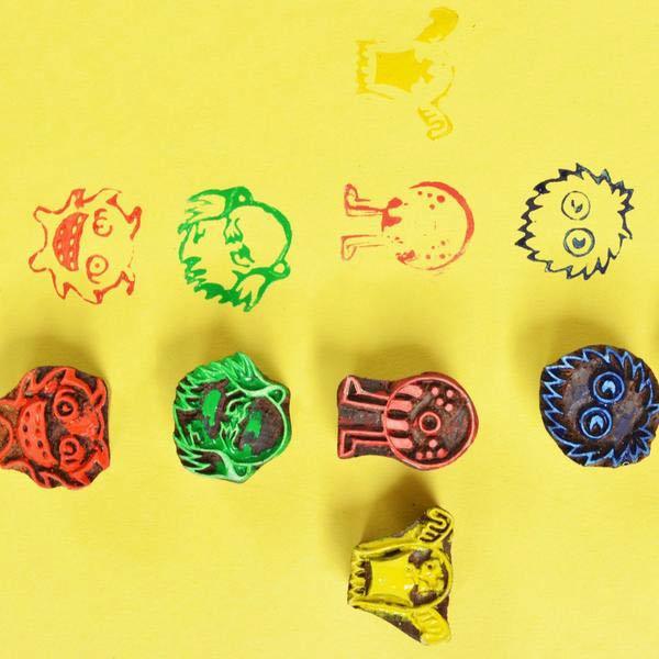 Monster Fun Wooden Stamps Set (Set of 6 stamps)