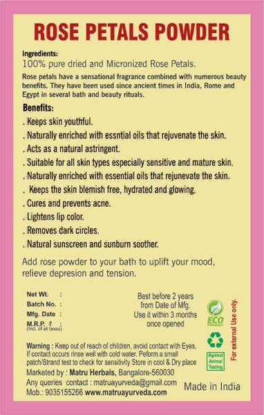Premium Rose Petals Powder, 100g