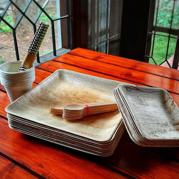 Eco-friendly, Disposable 60-piece Areca Leaf Tableware