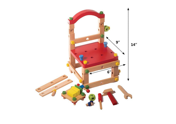 Wooden Construction Toy Chair for Toddlers