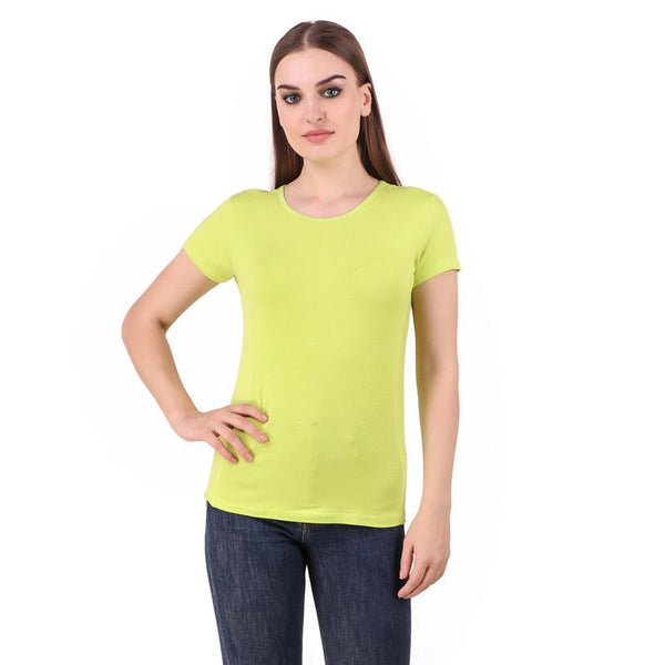 Women's Round Neck Bamboo T-shirt - Lime