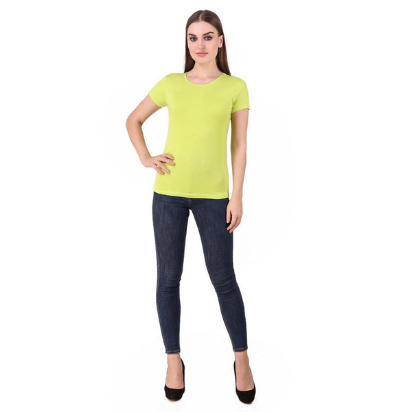 Women's Round Neck Bamboo T-shirt - Lime