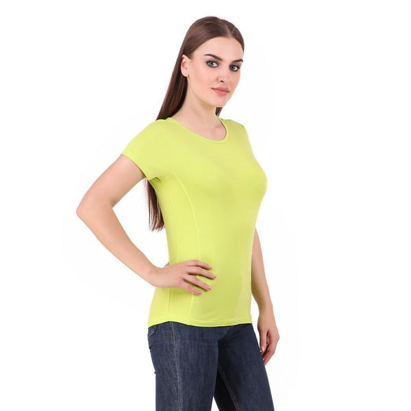 Women's Round Neck Bamboo T-shirt - Lime