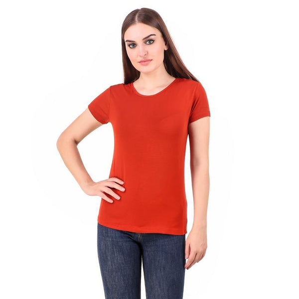 Women's Round Neck Bamboo T-shirt - Red