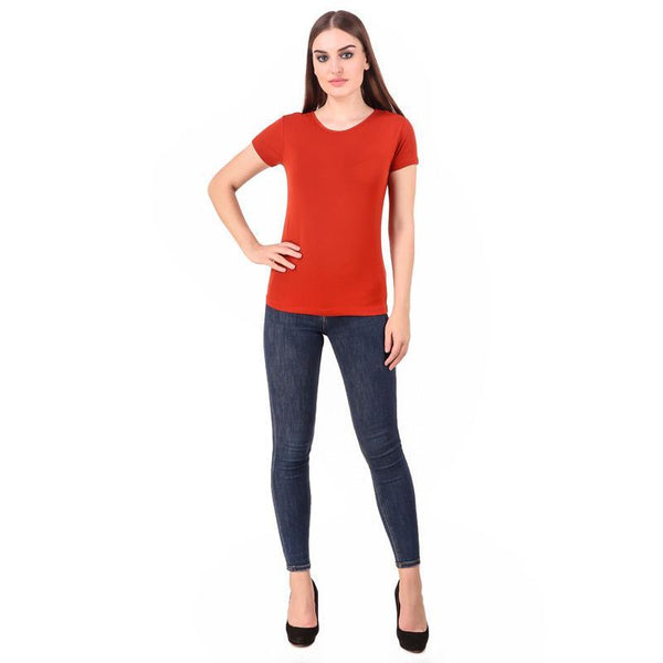 Women's Round Neck Bamboo T-shirt - Red