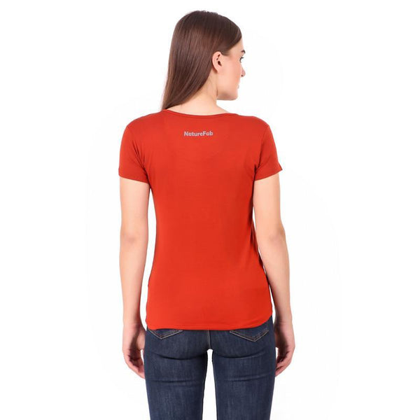 Women's Round Neck Bamboo T-shirt - Red