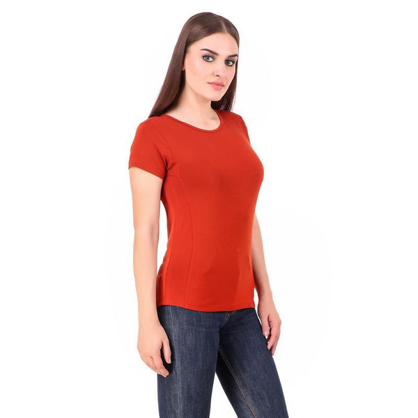 Women's Round Neck Bamboo T-shirt - Red