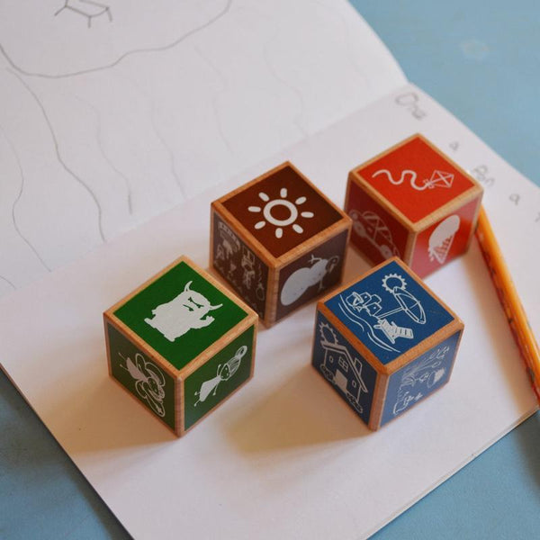 Wooden Tell Me A Story Cubes (Set of 4)
